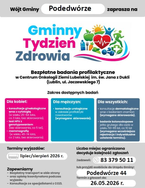 Gminny Tydzień Zdrowia - plakat
